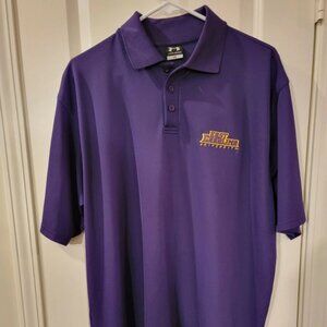 East Carolina University ECU Polo Shirt Mens Under Armour Purple SZ LG
